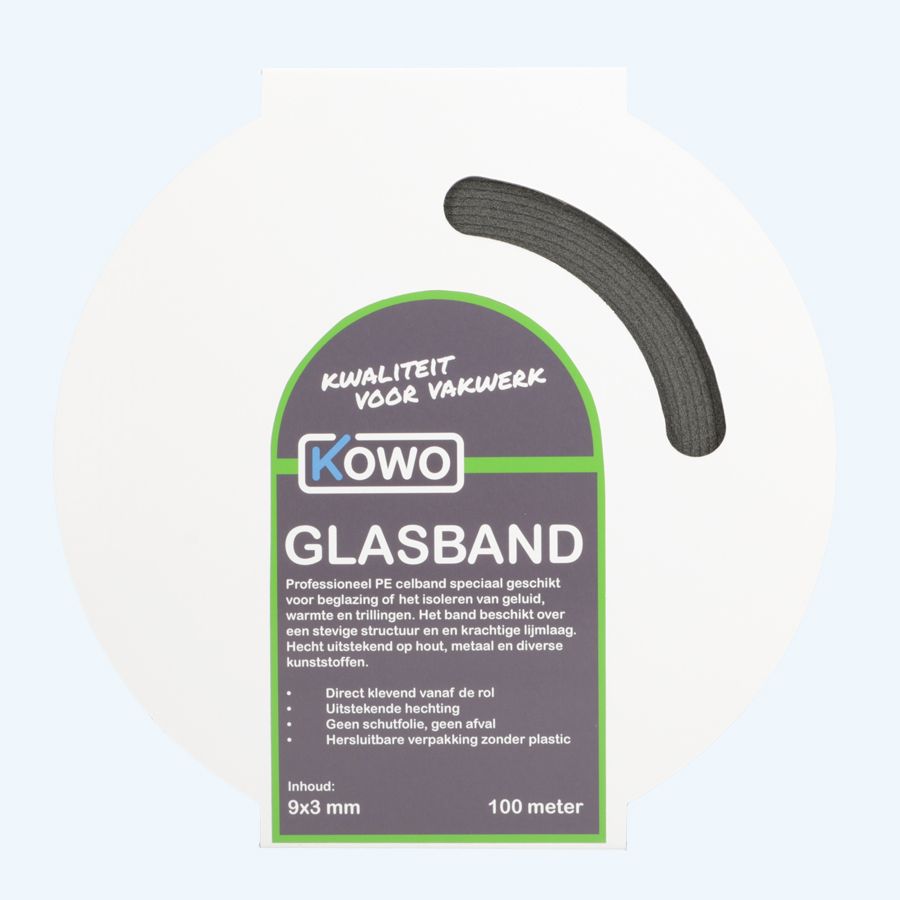 Kowo PE Verglasungsband (schwarz) 9 x 3 mm 100 Meter