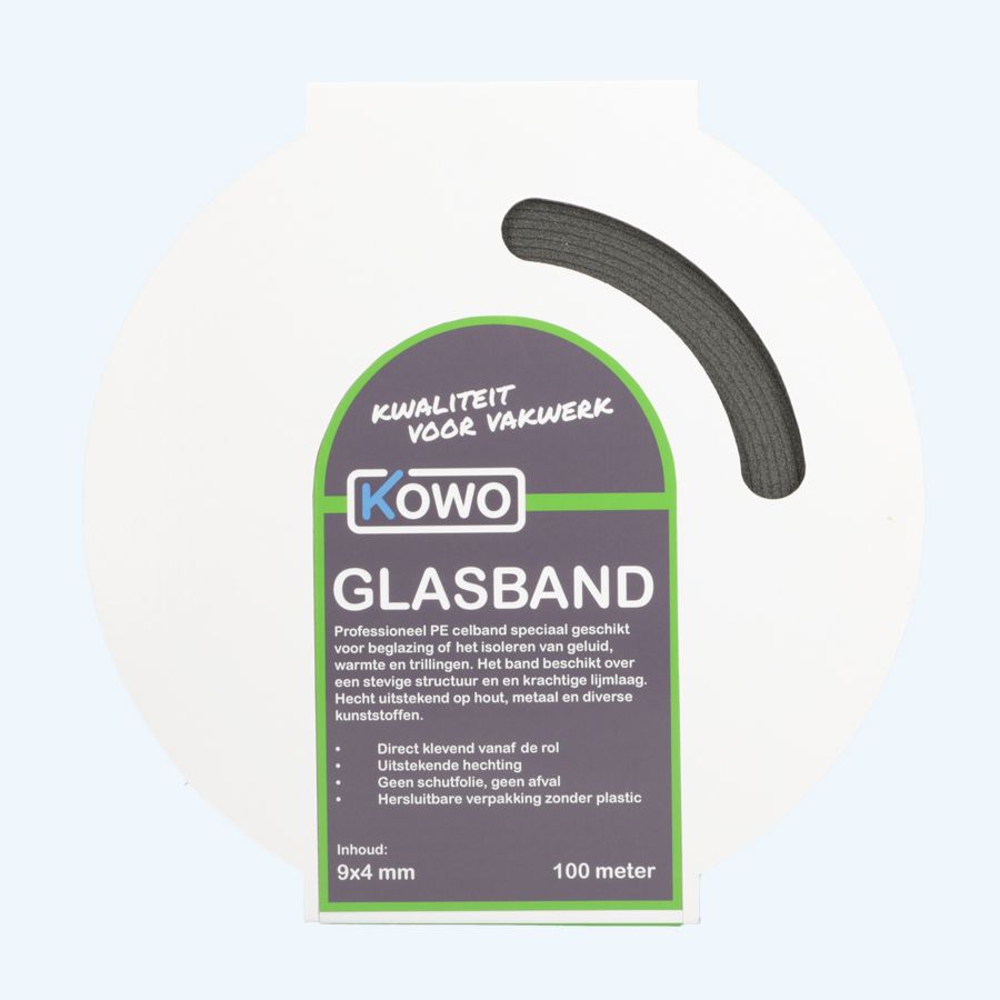 Kowo PE Verglasungsband (schwarz) 9 x 4 mm 100 Meter