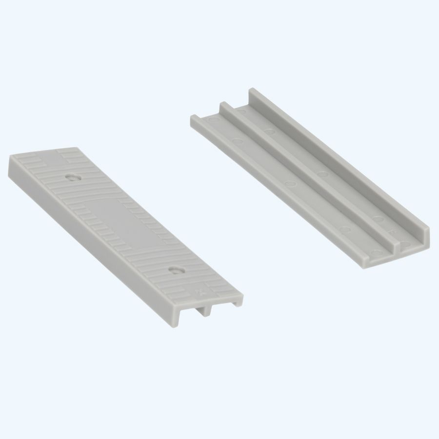 100 Stück schräge Kunststoff-Glasblöcke GRAU 100x24x8/4 mm