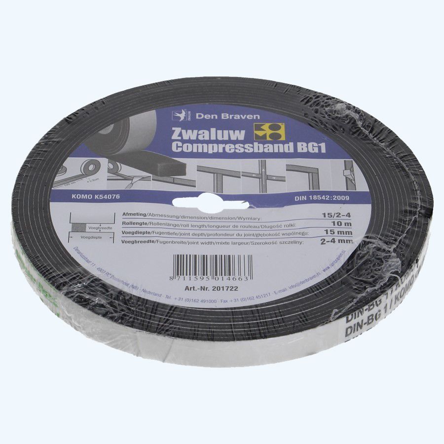 Kompressionsband Zwaluw 15 mm / Fuge 2-4 mm x 10 Meter