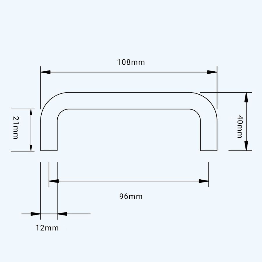Greep zwart massief RVS ronde hoeken 96 x 40 mm Greep zwart massief RVS ronde hoeken 96 x 40 mm