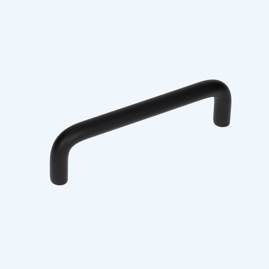 Greep zwart massief RVS ronde hoeken 128 x 40 mm