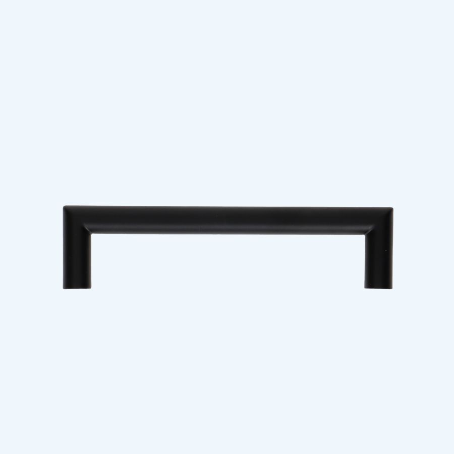 Greep zwart massief RVS rechte hoeken 128 x 37 mm