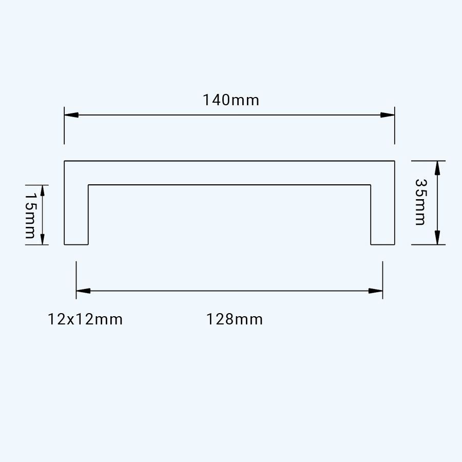 Greep zwart hol RVS vierkant 128 x 35 mm Greep zwart hol RVS vierkant 128 x 35 mm