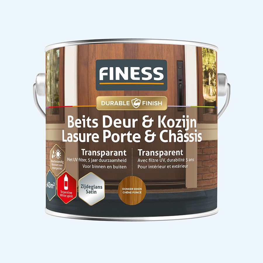FINESS Lasur Tür & Rahmen transparent Seidenglanz 2,5 L Dunkle Eiche