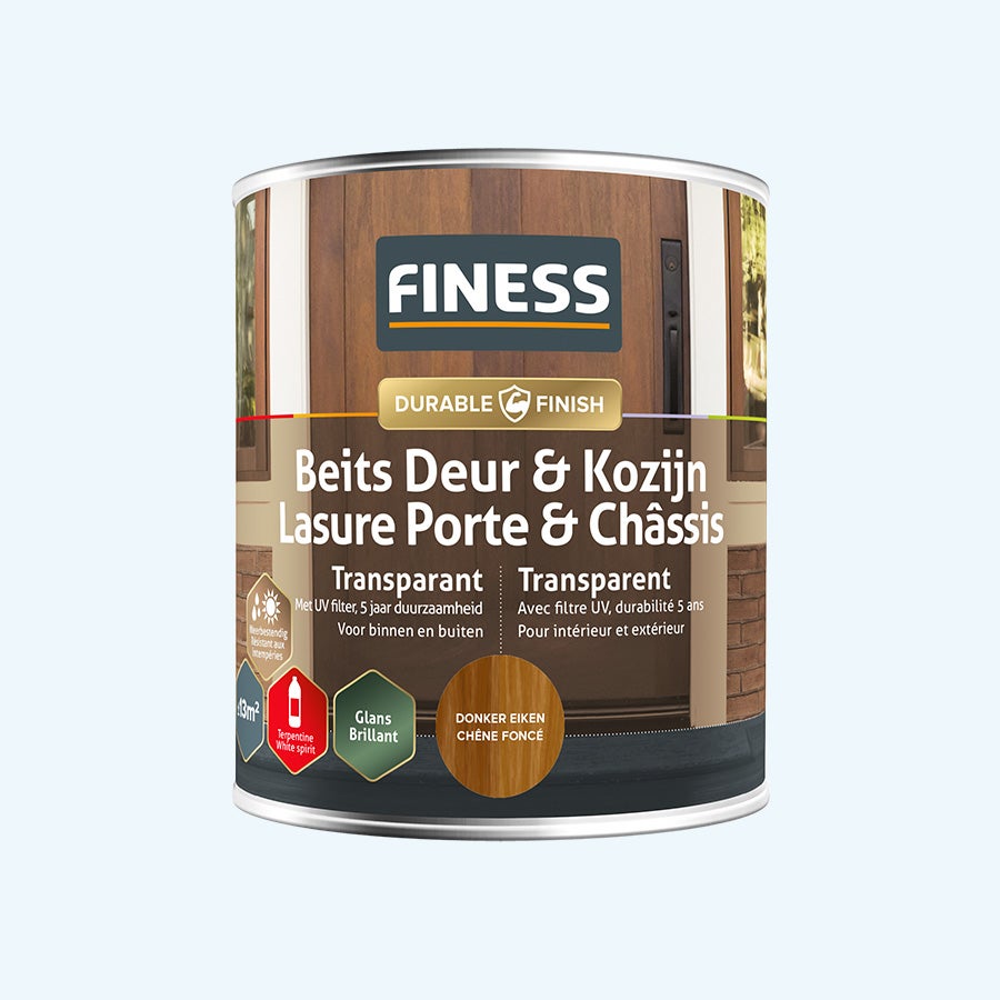 FINESS Lasur Tür & Rahmen transparent Hochglanz 750 ml Dunkle Eiche