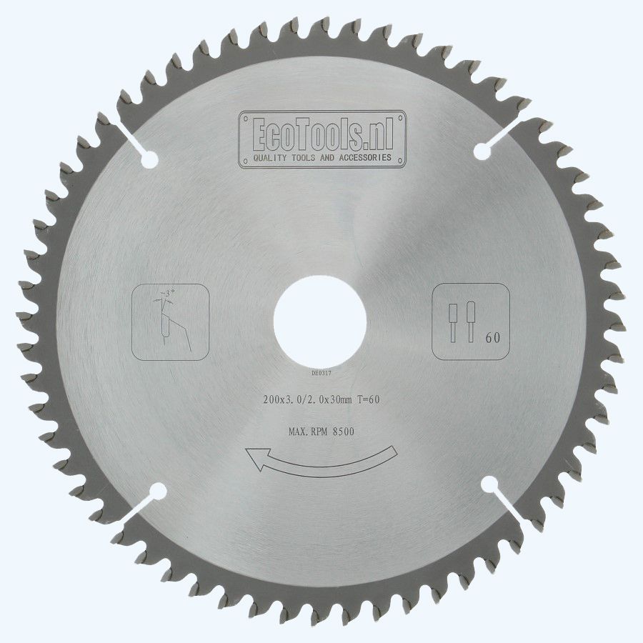 HM-zaagblad 200 x 30 mm T=60 (vlak-daktand)