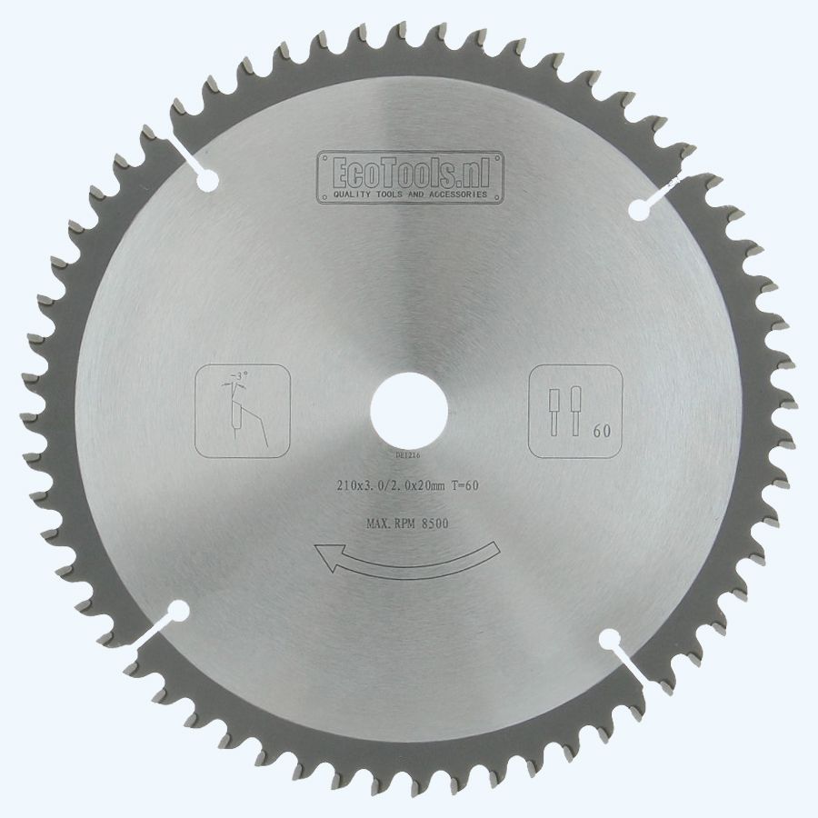 HM-Sägeblatt 210 x 20 mm T=60 (Flach-Dachzahn)