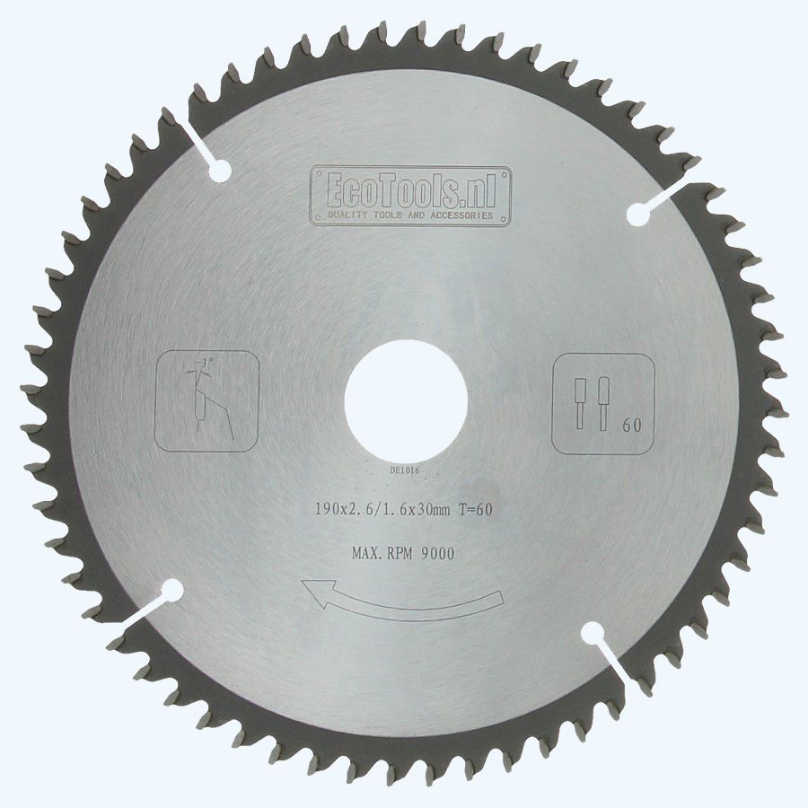 HM-Sägeblatt 190 x 30 mm T=60 (Flach-Dachzahn)