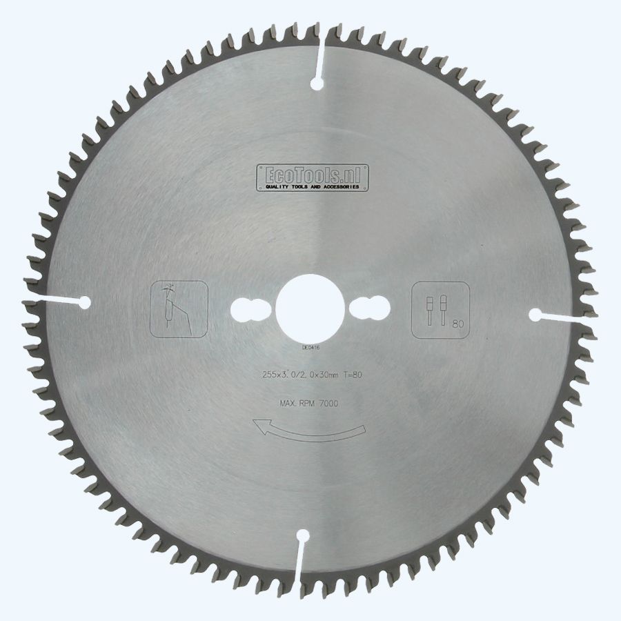 HM-zaagblad 255 x 30 mm T=80 (vlak-daktand)