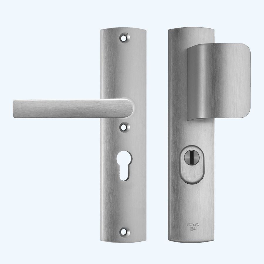 AXA Sicherheitsbeschlag PC55 SKG*** mit Kernziehschutz Aluminium (Stoßgriff)