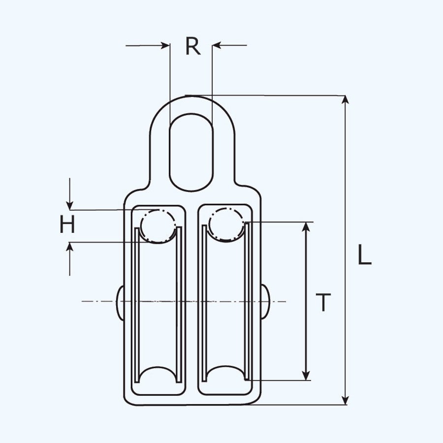 Katrol nylon wiel duplex 06 x 20 mm verzinkt
