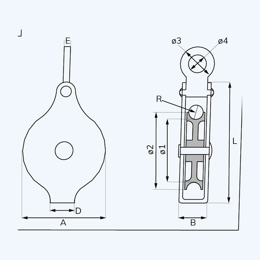 Katrol vast oog 50 mm verzinkt