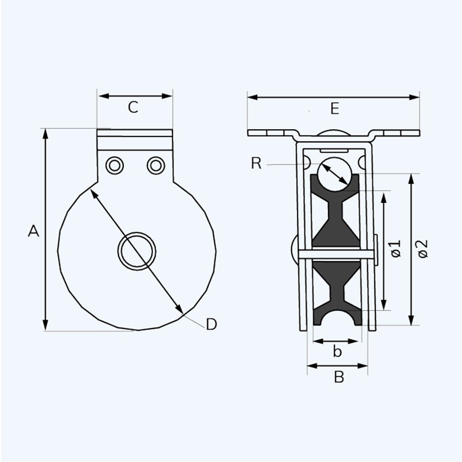 Staande katrol 40 mm verzinkt