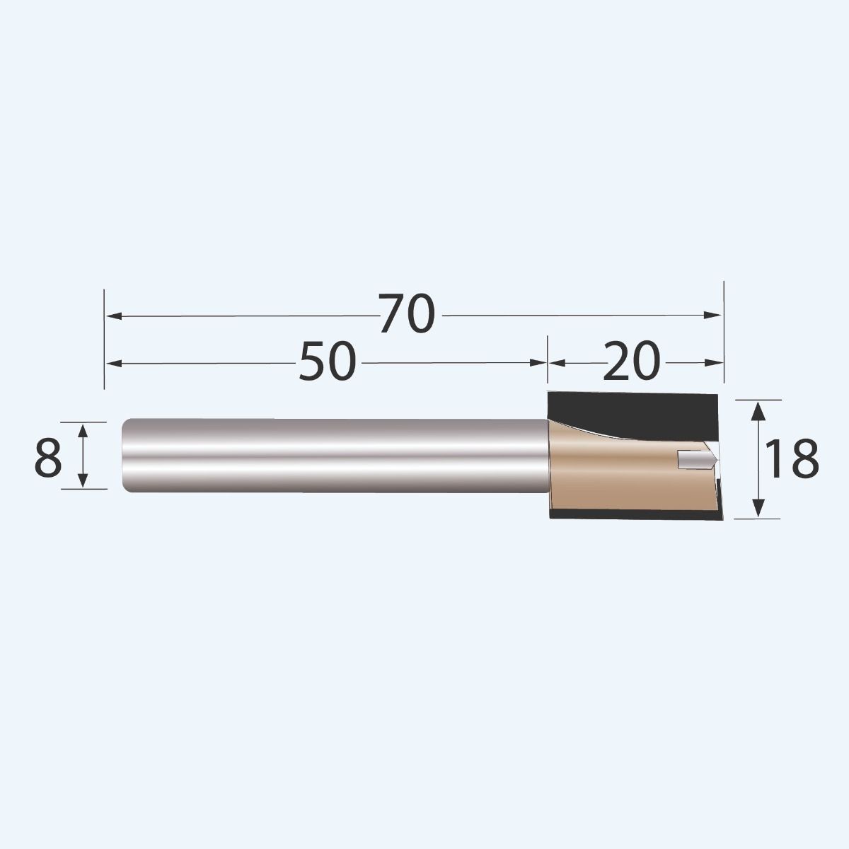 HM groeffrees Industrial 18 mm met ondersnijder