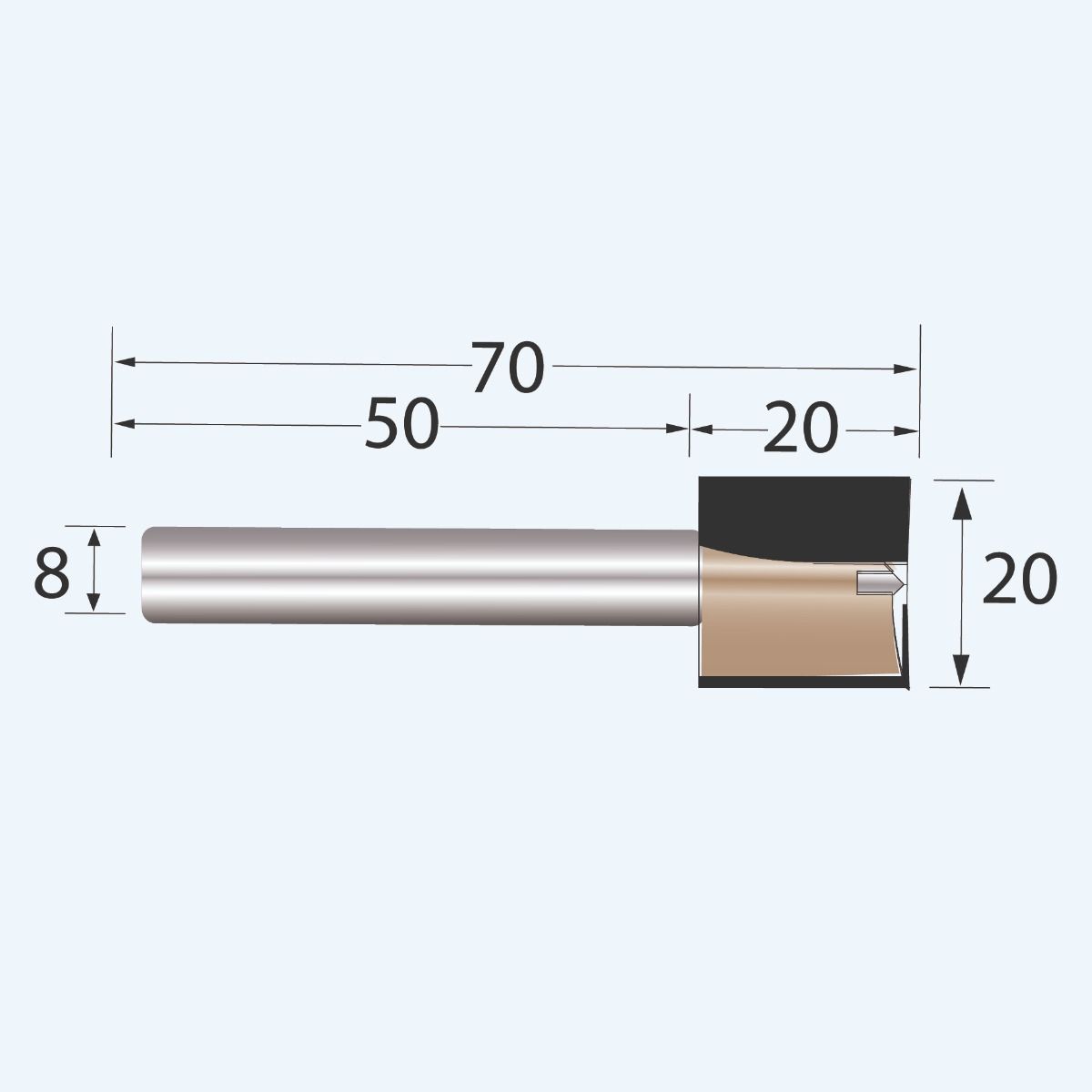 HM groeffrees Industrial 20 mm met ondersnijder