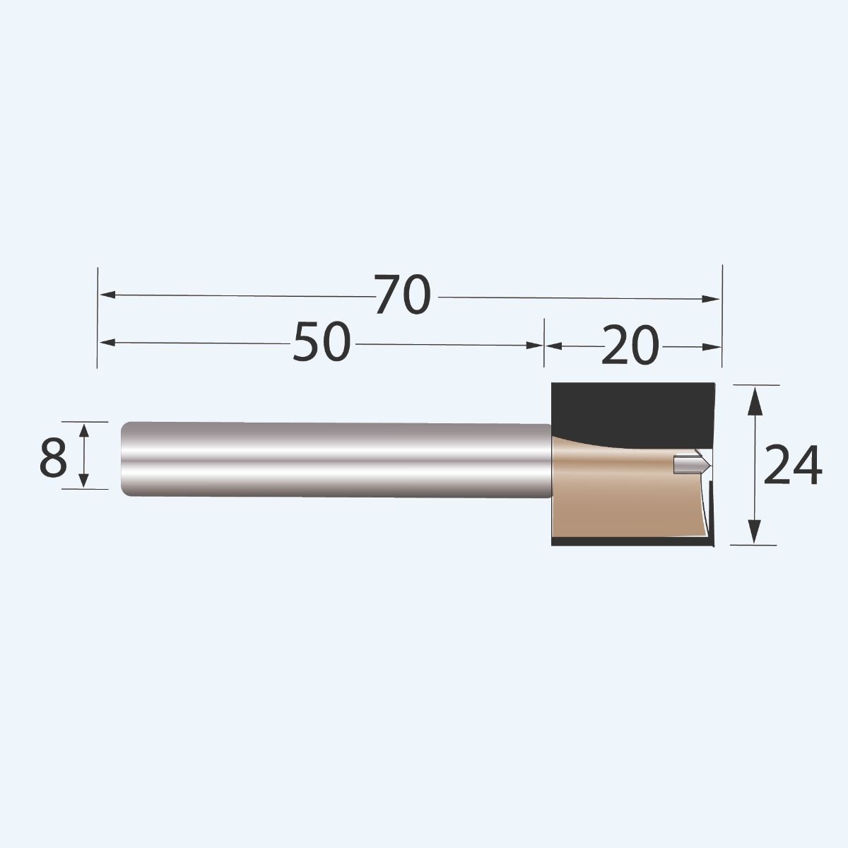 HM groeffrees Industrial 24 mm met ondersnijder