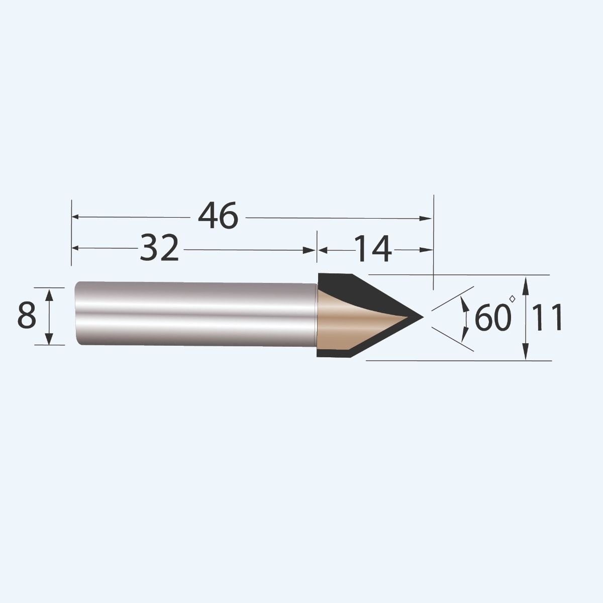 HM V-groeffrees Industrial 11 mm 60°