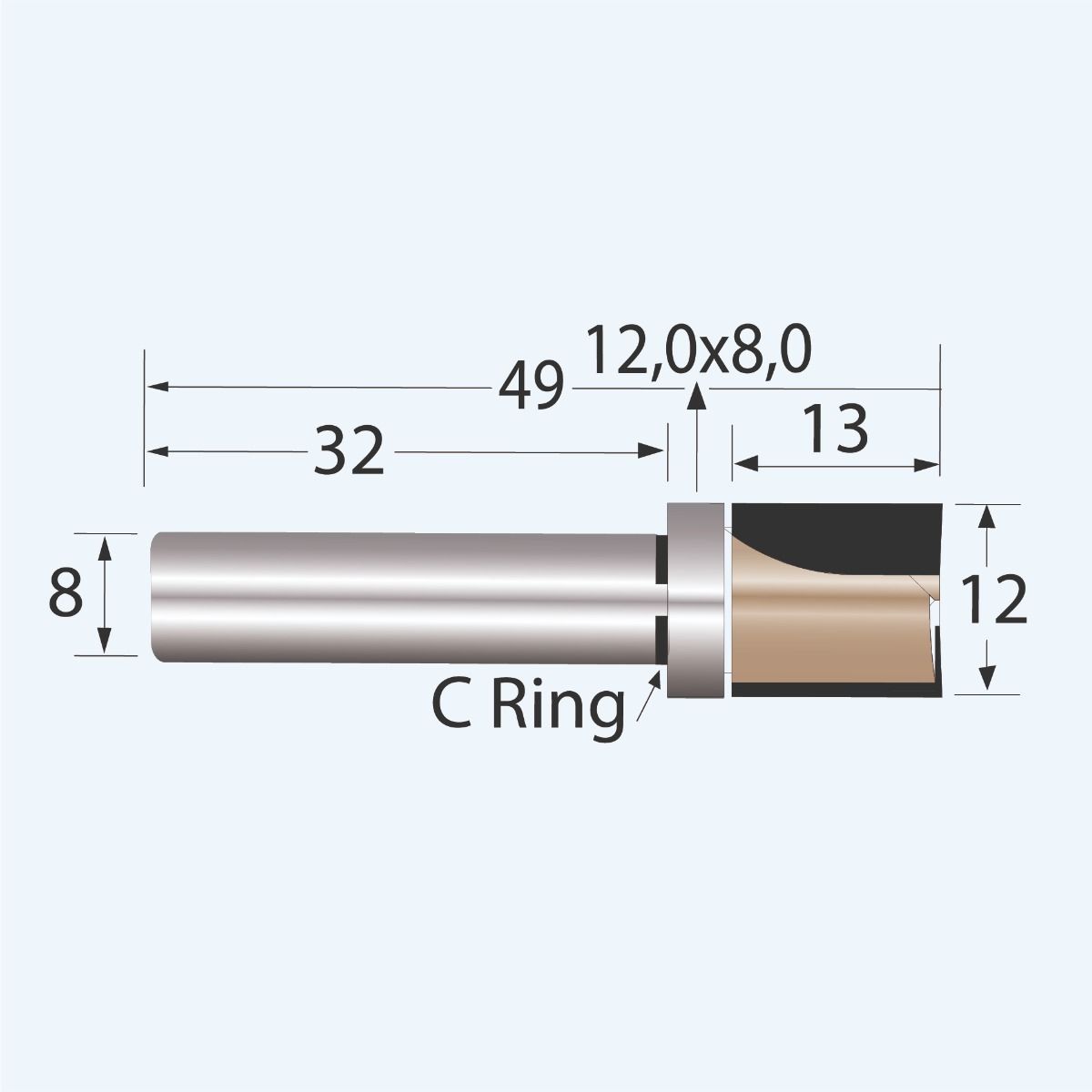 HM kantenfrees Industrial 12,7 x 13 mm met bovenlager HM kantenfrees Industrial 12,7 x 13 mm met bovenlager