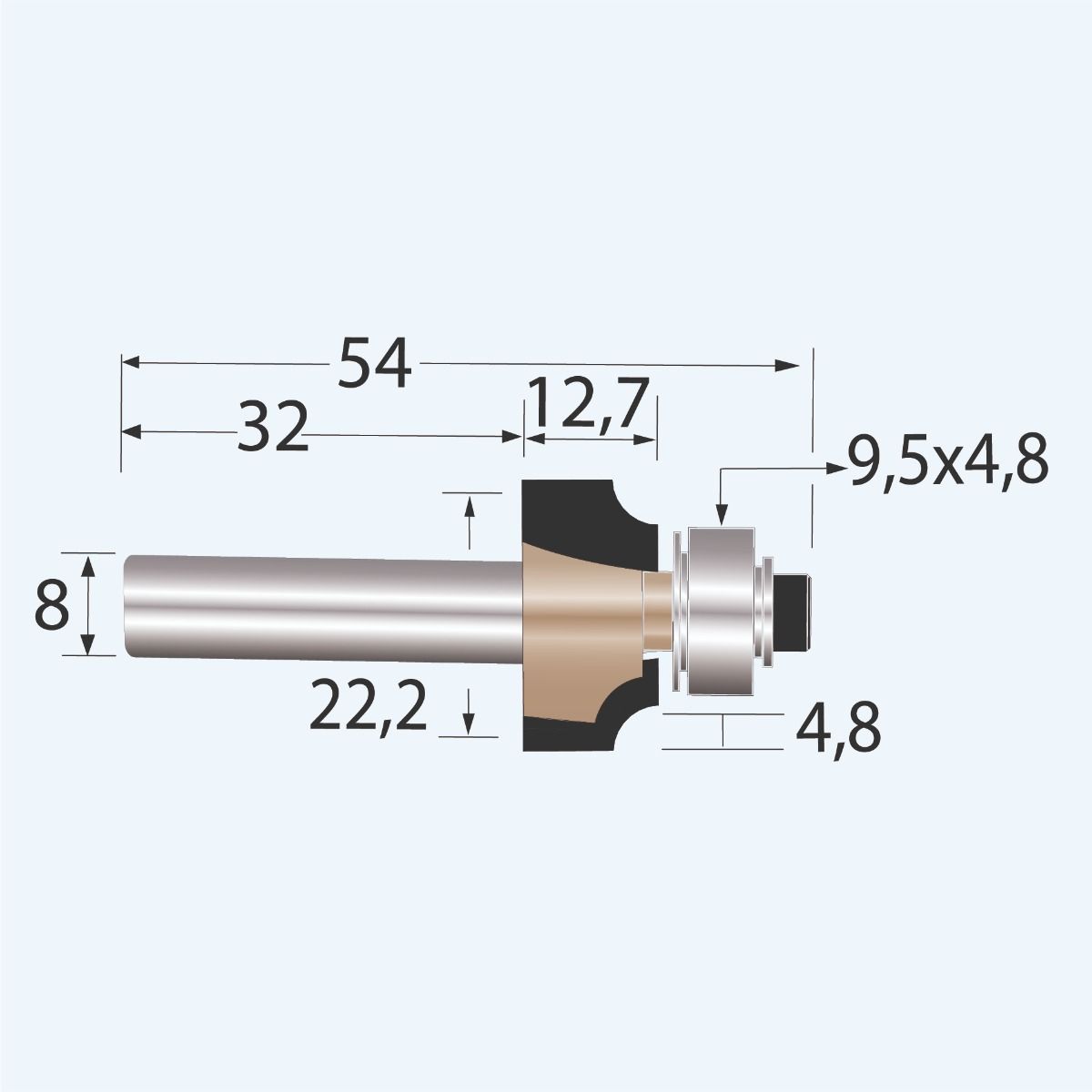 HM kwartrondfrees Industrial R=4,8 mm