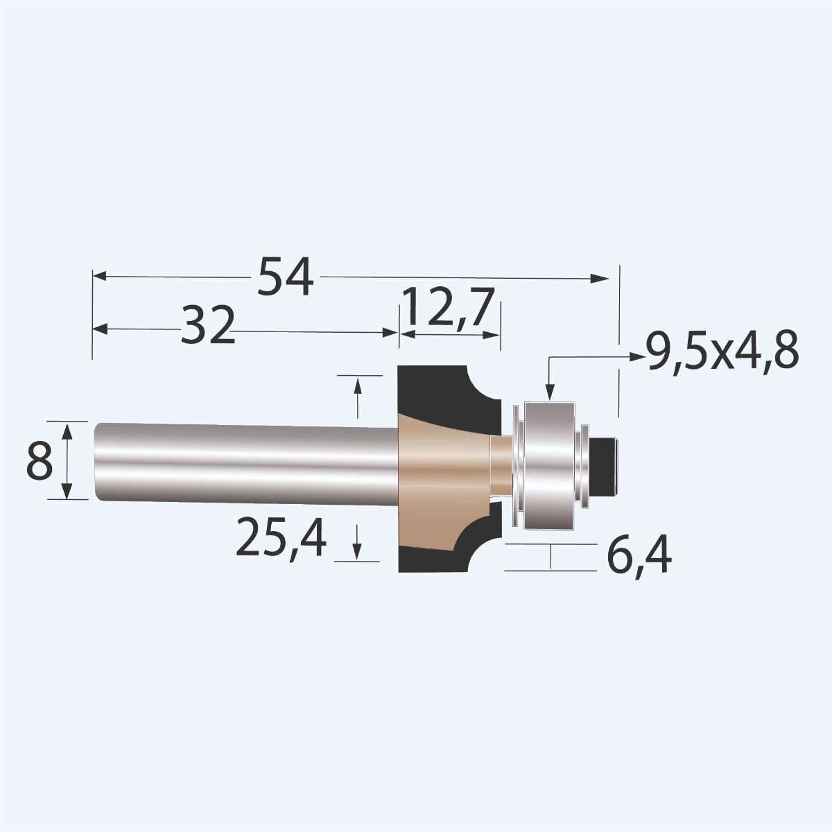 HM kwartrondfrees Industrial R=6,3 mm