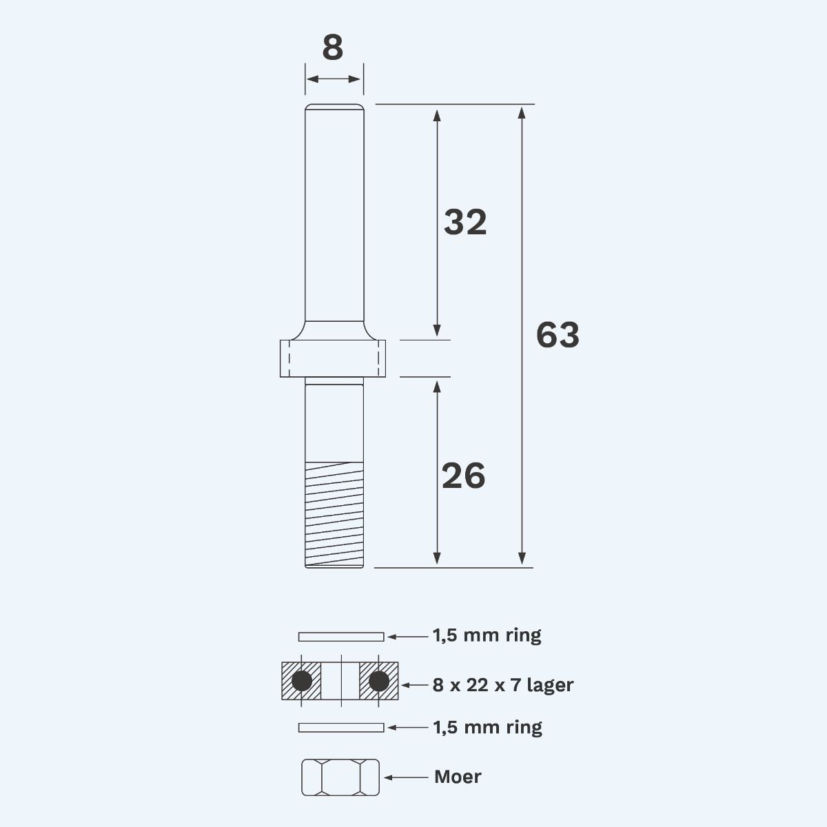 Opnamespil Industrial 8 mm schijffrezen