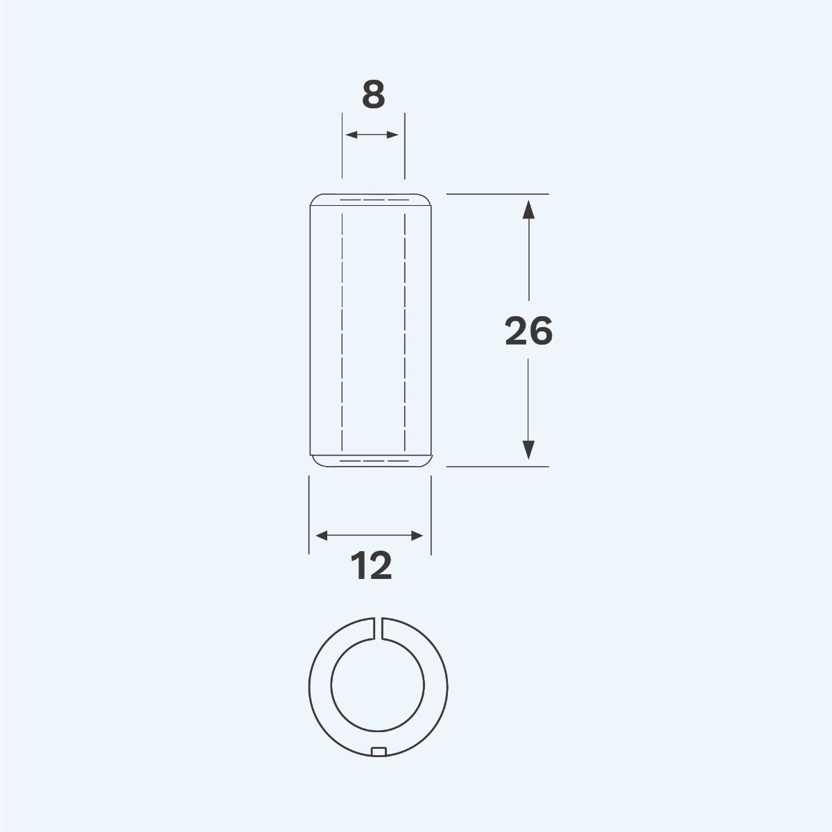 Verloopbus van 12 naar 8 mm