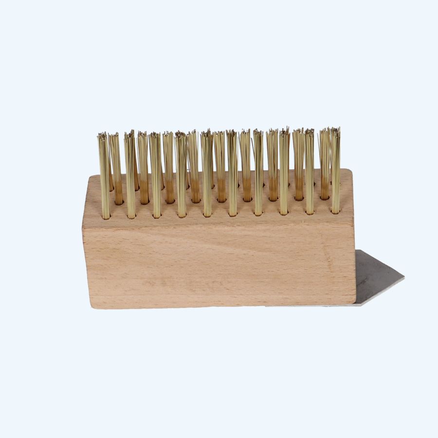 Onkruidborstel messing 10 cm 3-rijen met scratch-point