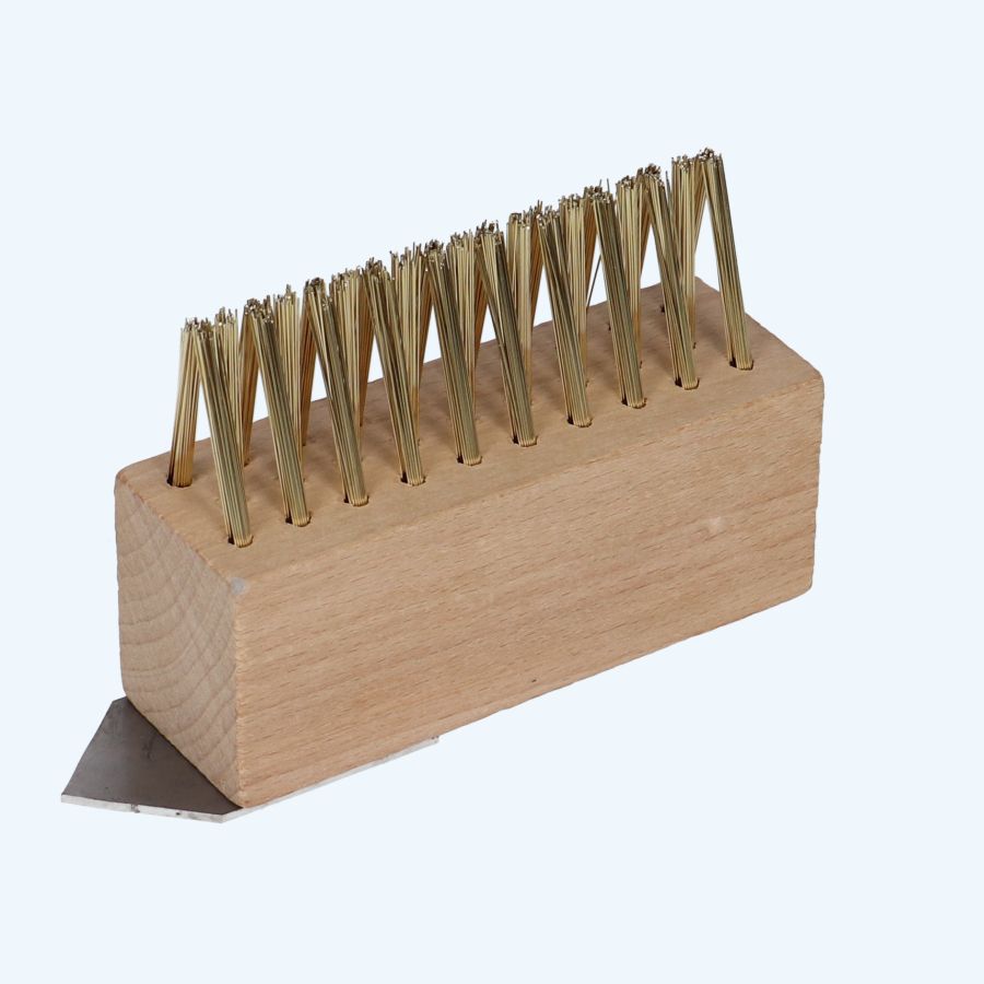 Onkruidborstel messing 10 cm 3-rijen met scratch-point