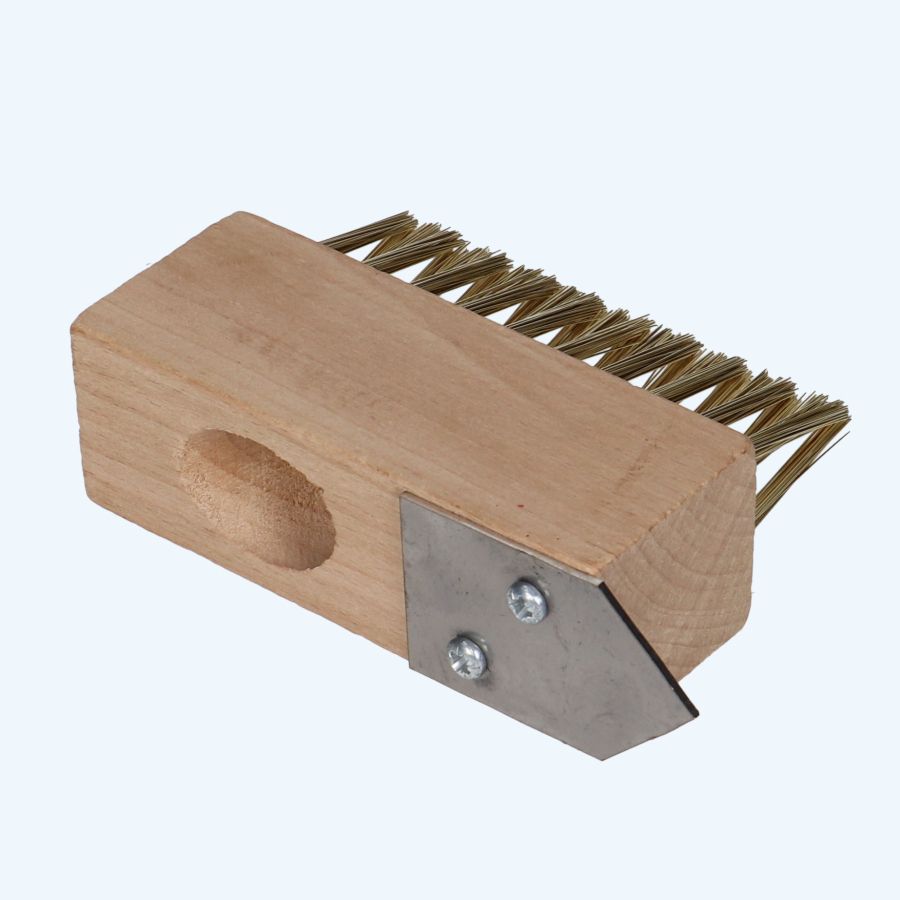 Onkruidborstel messing 10 cm 3-rijen met scratch-point