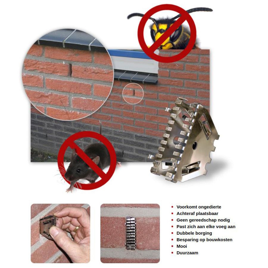 Bijenbekje Edelstahl Stoßfugenlüfter 50 mm (10 Stück)