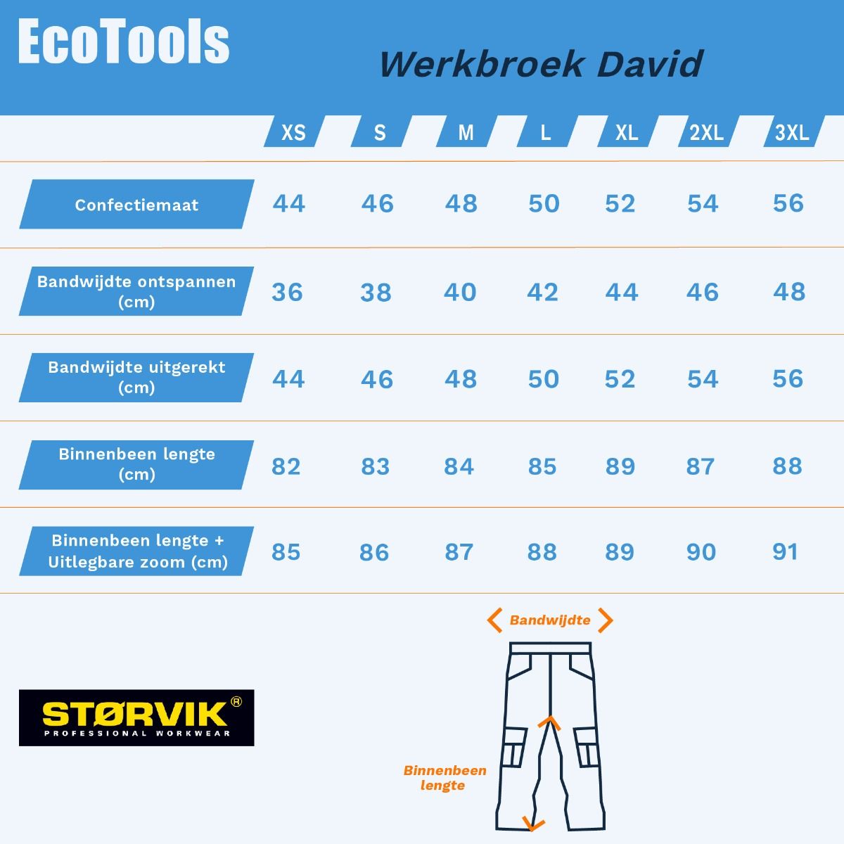 Storvik werkbroek David zwart (maat XS)