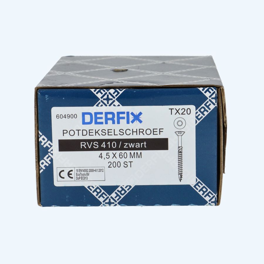 200 stuks RVS 410 potdekselschroeven zwart 4,5 x 60 mm