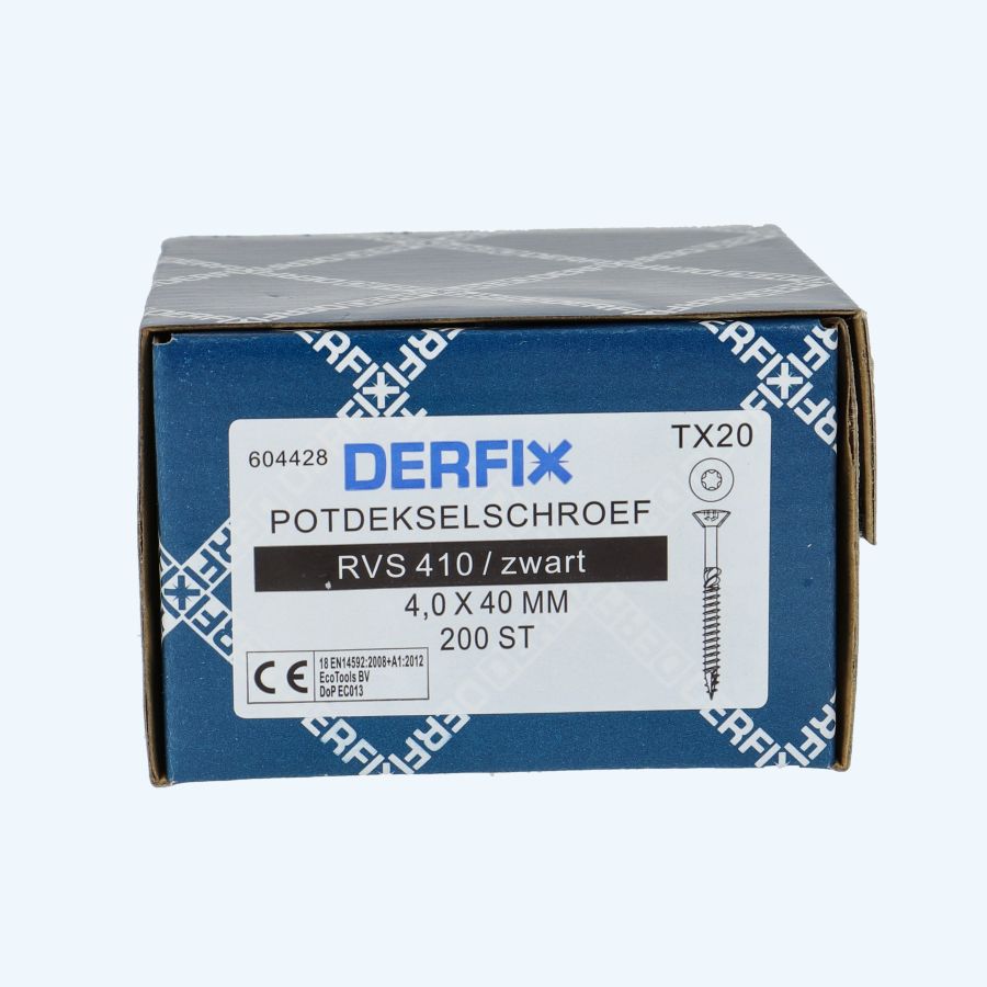 200 stuks RVS 410 potdekselschroeven zwart 4,0 x 40 mm