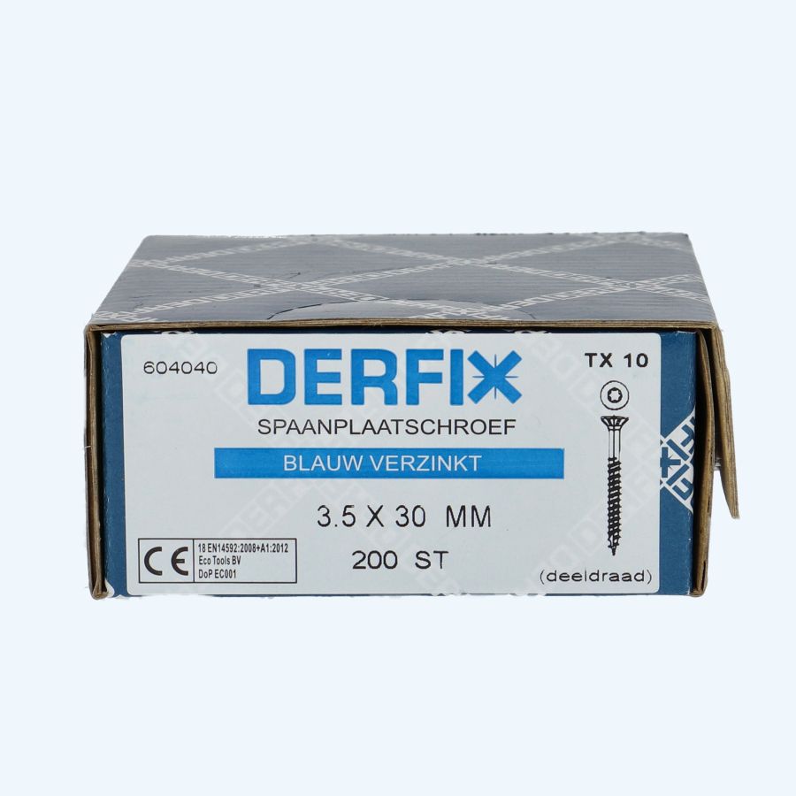 200 stuks verzinkte spaanplaatschroef 3,5 x 30 mm Torx (deeldraad)