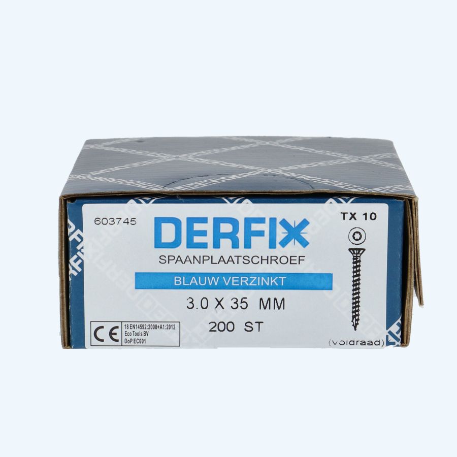 200 stuks verzinkte spaanplaatschroef 3,0 x 35 mm Torx (voldraad)