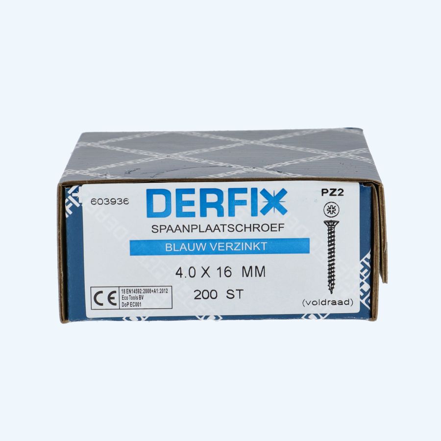 200 stuks spaanplaatschroef 4,0 x 16 mm / PZ2 / voldraad