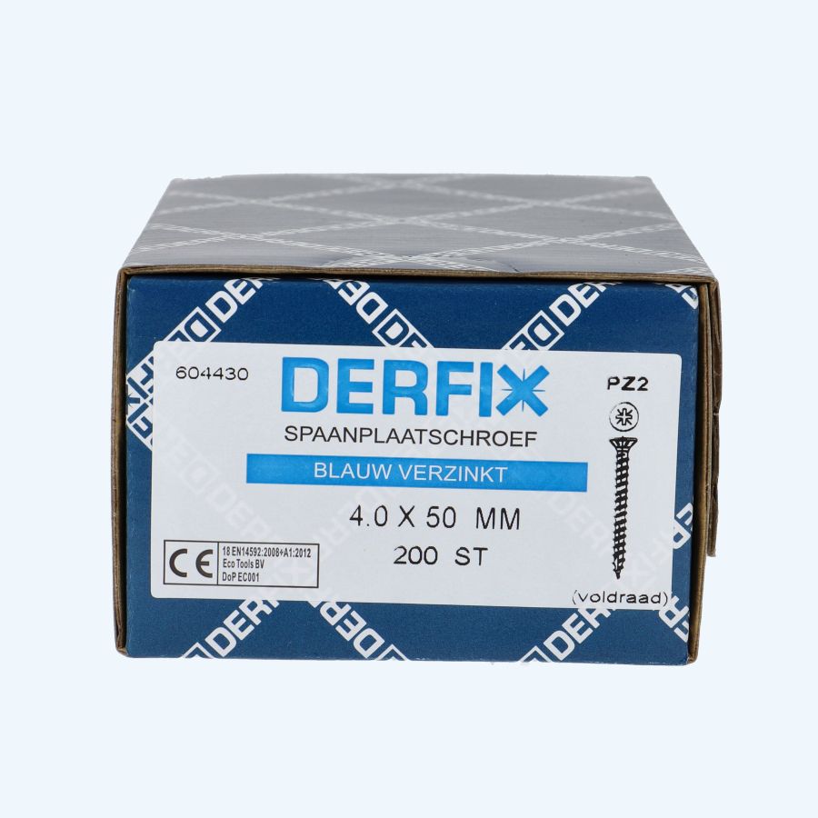 200 stuks spaanplaatschroef 4,0 x 50 mm / PZ2 / voldraad
