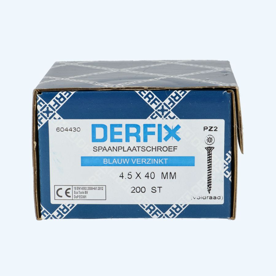 200 stuks spaanplaatschroef 4,5 x 40 mm / PZ2 / voldraad