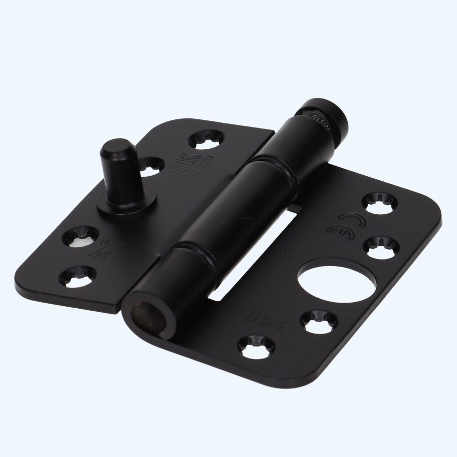 Nylon glijlagerscharnier ronde hoeken, SKG, zwart, 89 x 89 mm