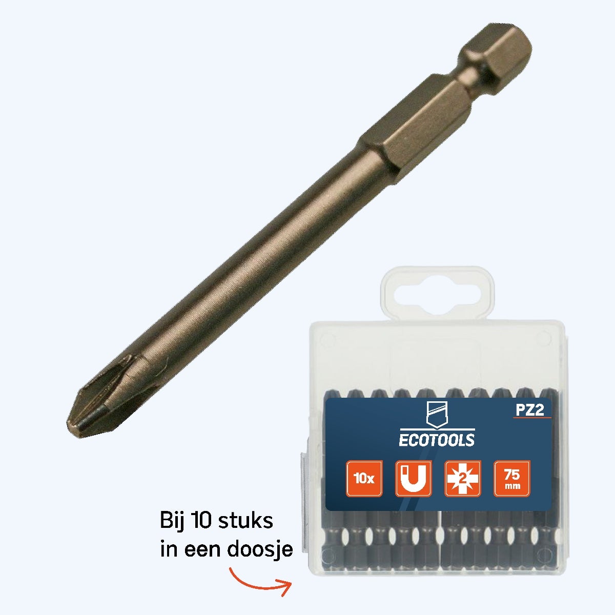 Verlängerter Pozidriv-Schraubbit Nr. 2 x 75 mm