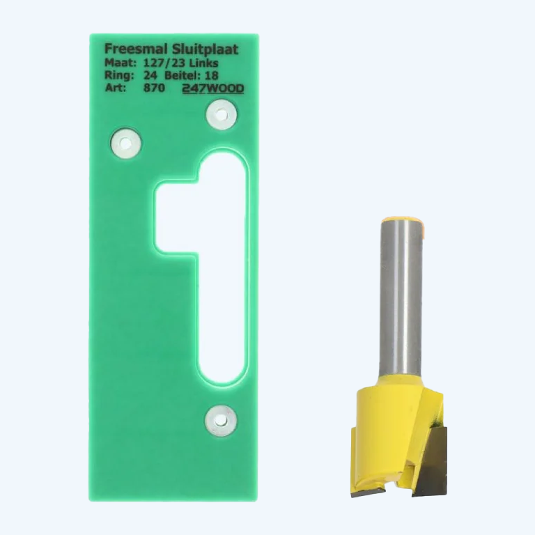 Frässchablone für Schließplatte 127 x 23 mm links Frässchablone für Schließplatte 127 x 23 mm links