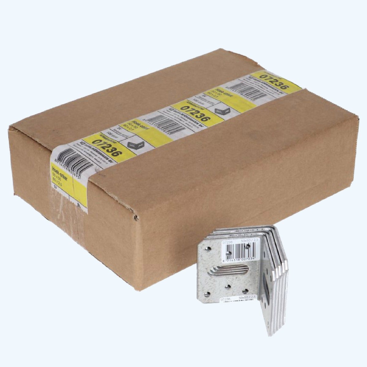 Karton mit 100 Stück Winkelankern 40 x 60 mm / 60 x 2,5 mm