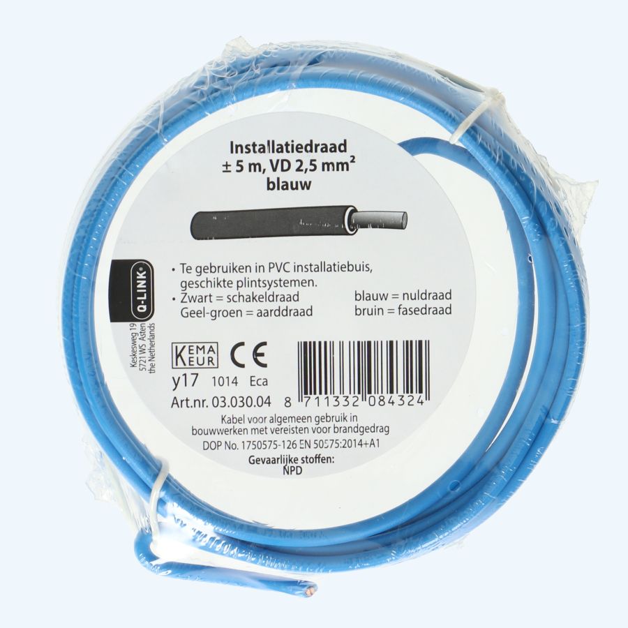 Installatiedraad 2,5mm² blauw 5 meter