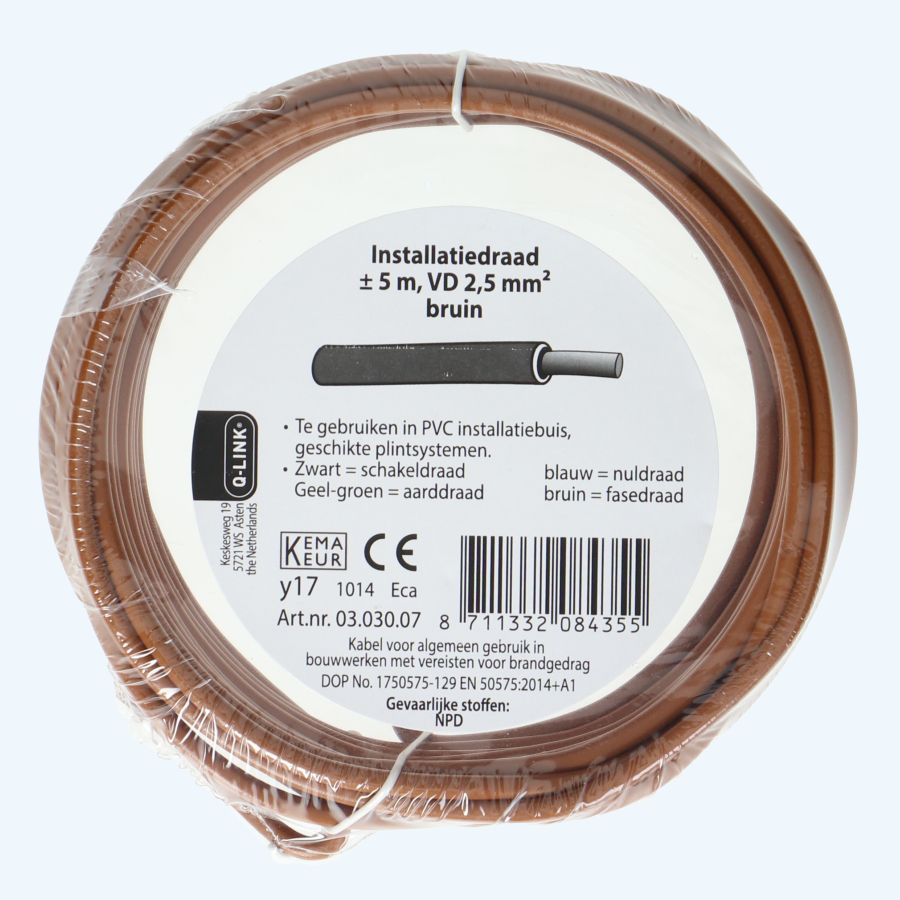 Installatiedraad 2,5mm² bruin 5 meter