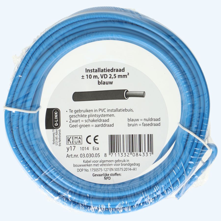 Installatiedraad 2,5mm² blauw 10 meter