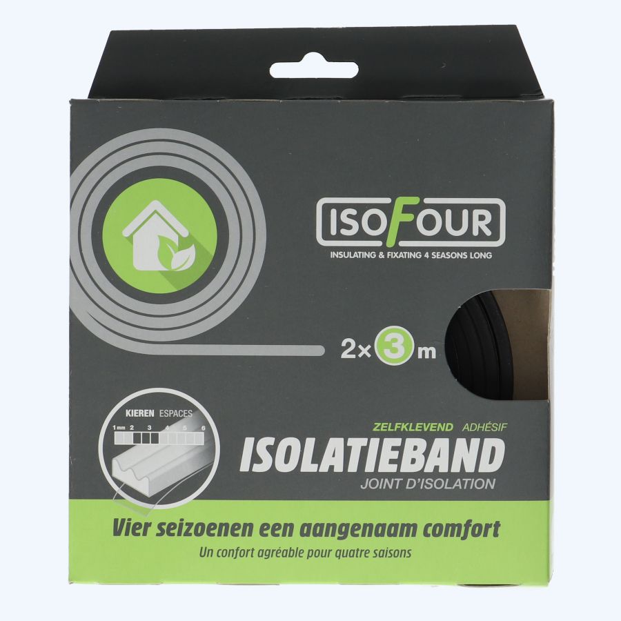 Isofour tochtband EPDM type E 9 x 4 mm zwart (2x3m)