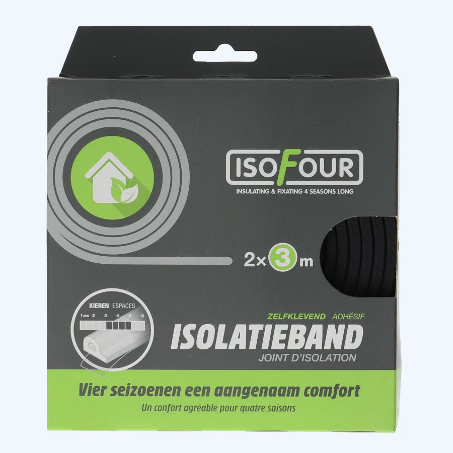Isofour tochtband EPDM type P 9 x 5,5 mm zwart (2x3m)