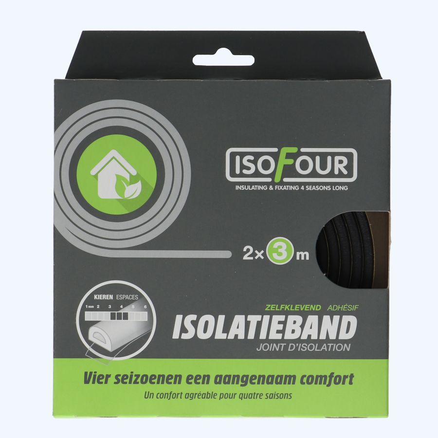 Isofour tochtband EPDM type D 9 x 6 mm zwart (2x3m)