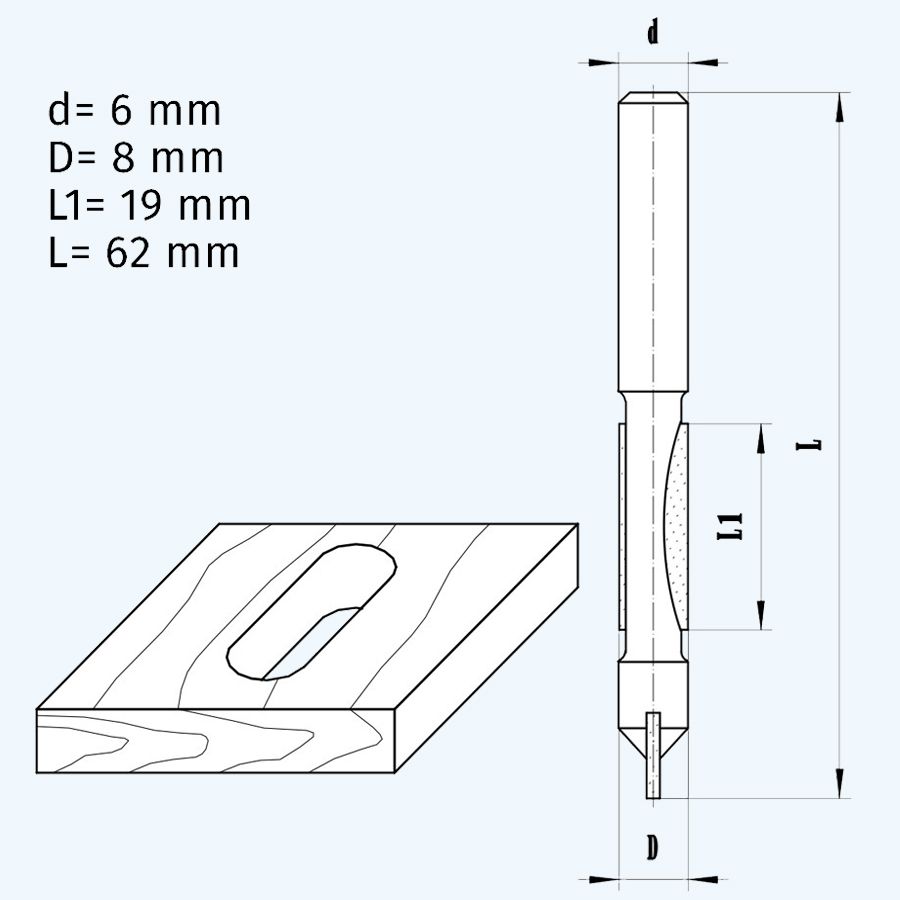 HM Kopierfräser 8 mm / 6 mm Schaft